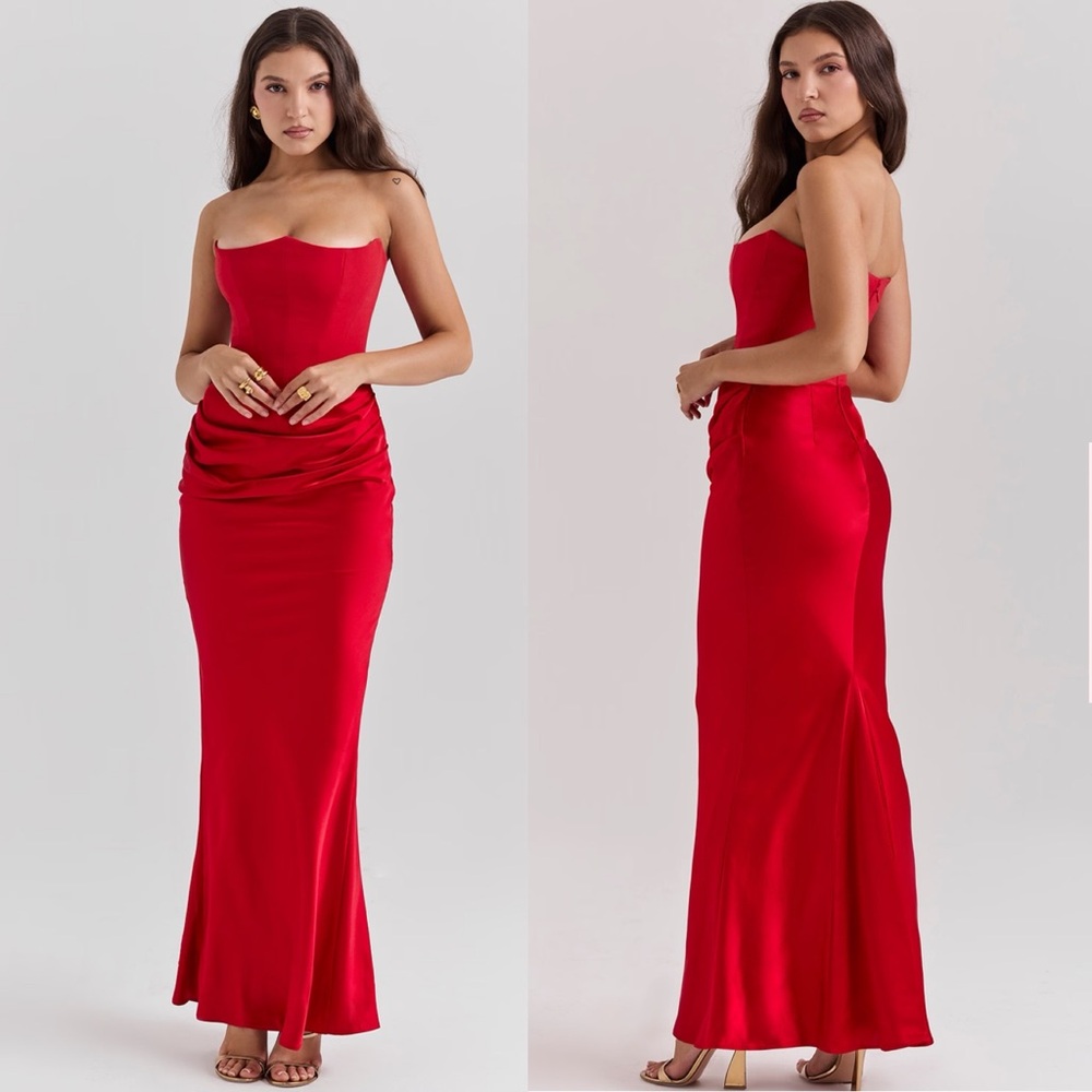 HOUSE OF‎ CB 'Persephone' Scarlet Strapless Corset Maxi Dress NWOT size S - Picture 13 of 15